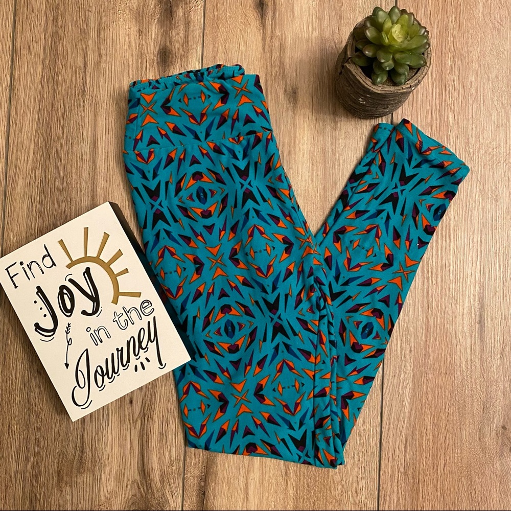 LuLaRoe Teal Geometric Print Leggings OS Super Soft